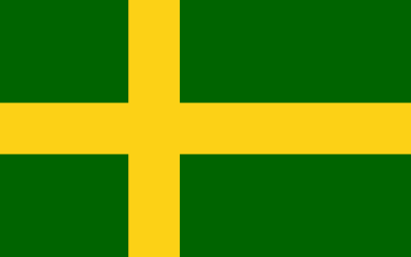 icke-officiell flagga för Öland, använd endast sporadiskt. Som landskaps-flagga används istället mera allmänt samma bild som i landskapsvapnet