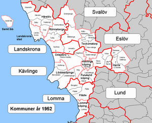 Socknar i Kävlinge, Lomma, Landskrona kommun 1952
