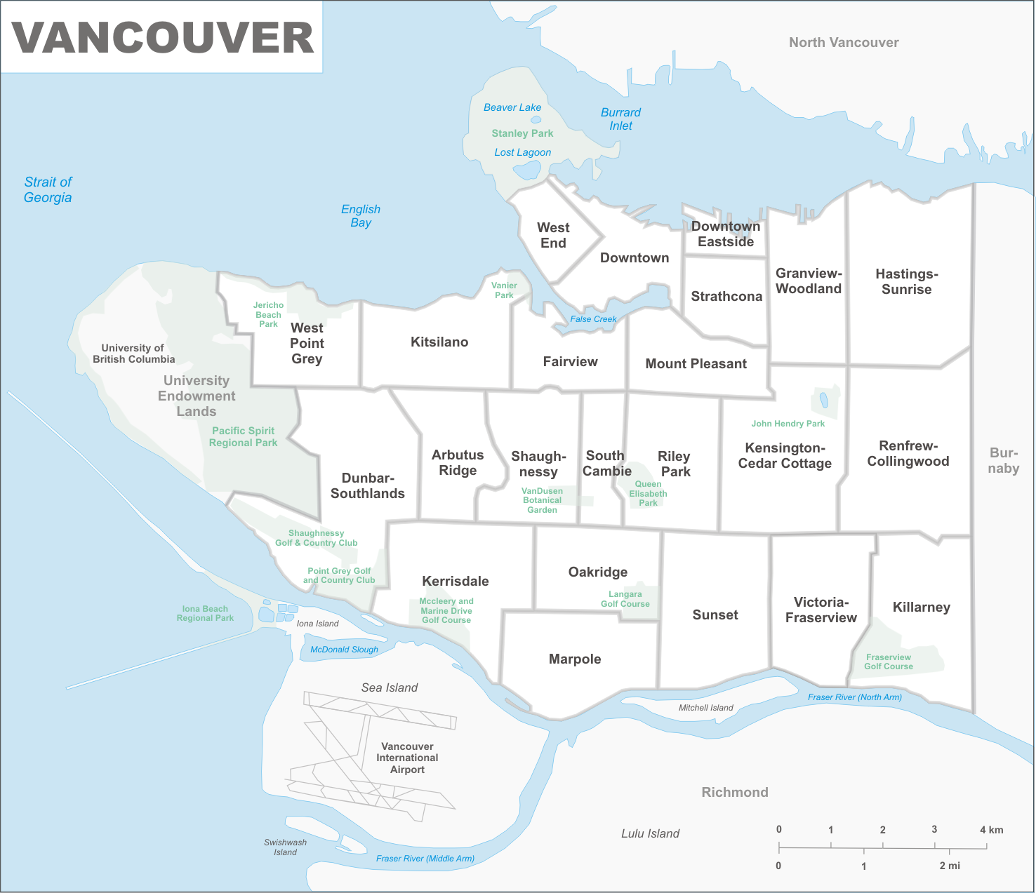 Stadsdelar i Vancouver