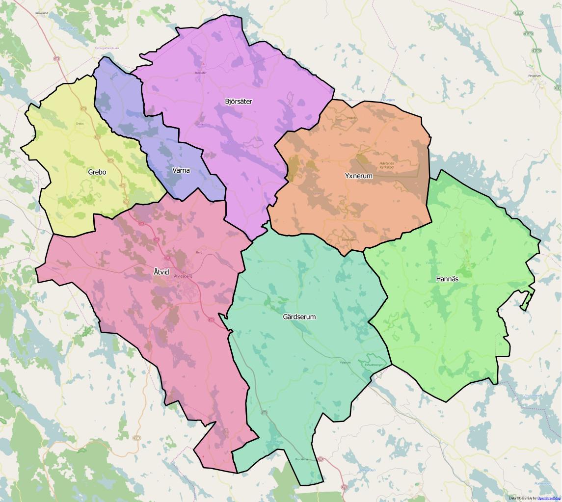 Distrikt i Åtvidabergs kommun