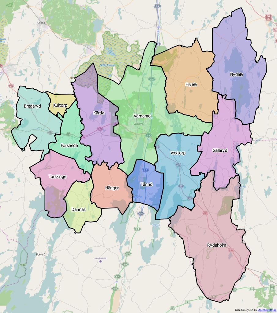 Distrikt i Värnamo kommun