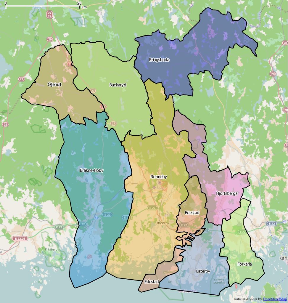Distrikt i Ronneby kommun