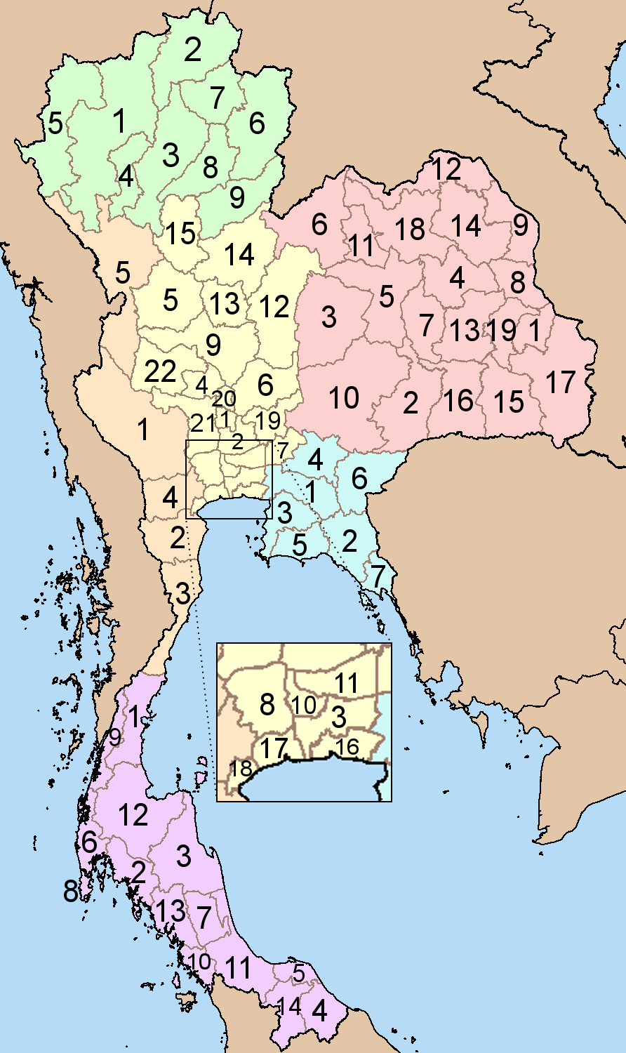 Thailands regioner och provinser