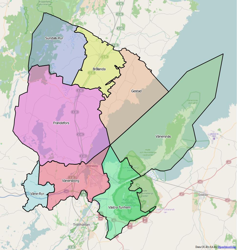 Distrikt i Vänersborgs kommun