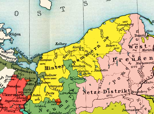 Hinterpommerns gränser 1679 i gult